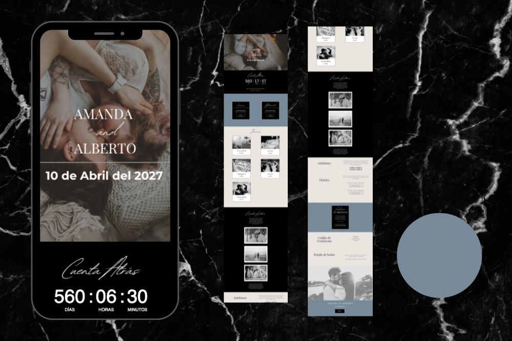 Invitación de boda online actualizable en tiempo real, diseño bruma – Colección Anape