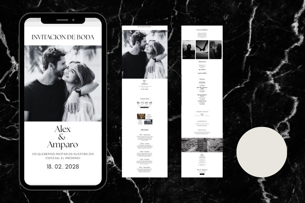 Invitación de boda online actualizable en tiempo real, diseño nieve– Colección Nieve