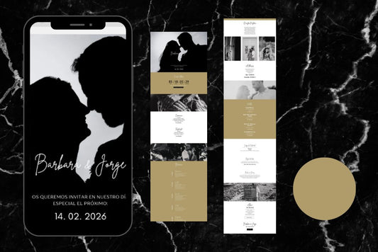 Invitación de boda online actualizable en tiempo real, diseño miel – Colección Amatista