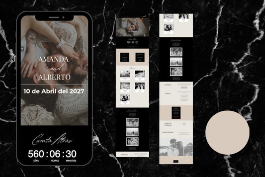 Invitación de boda online actualizable en tiempo real, diseño Marfil – Colección Anape