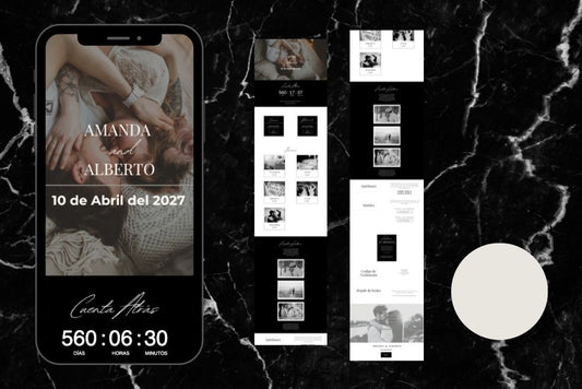 "Invitación de boda online actualizable en tiempo real, diseño nieve – Colección Anape