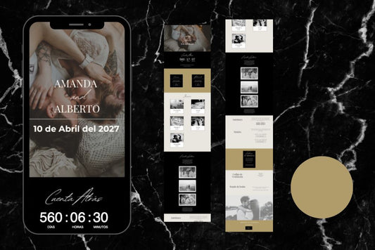 Invitación de boda online actualizable en tiempo real, diseño miel – Colección Anape