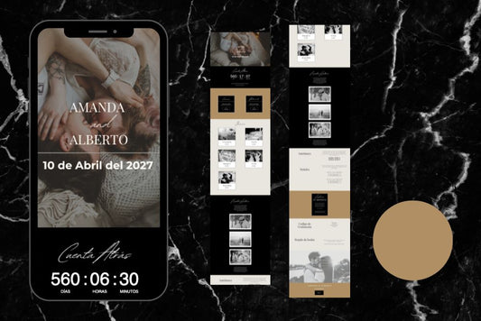 Invitación de boda online actualizable en tiempo real, diseño arena – Colección Anape