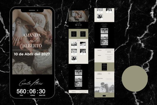 Invitación de boda online actualizable en tiempo real, diseño oliva – Colección Anape