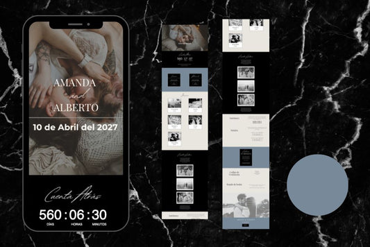 Invitación de boda online actualizable en tiempo real, diseño bruma – Colección Anape
