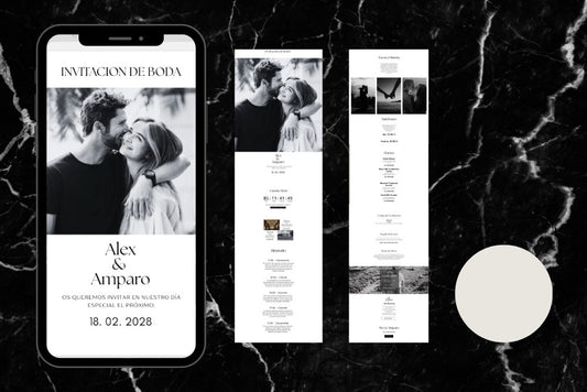 Invitación de boda online actualizable en tiempo real, diseño nieve– Colección Nieve