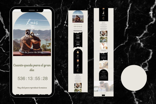 Invitación de boda online actualizable en tiempo real, diseño nieve – Colección Berilio
