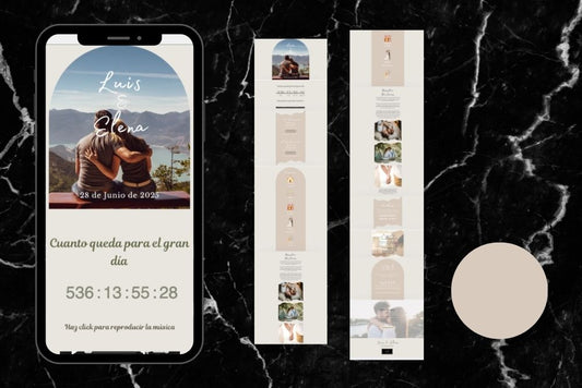 Invitación de boda online actualizable en tiempo real, diseño nieve – Colección Berilio