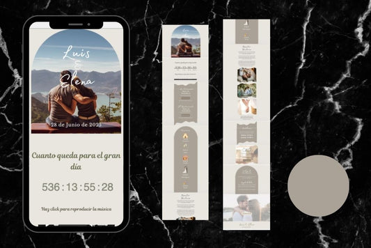 Invitación de boda online actualizable en tiempo real, diseño ceniza – Colección Berilio