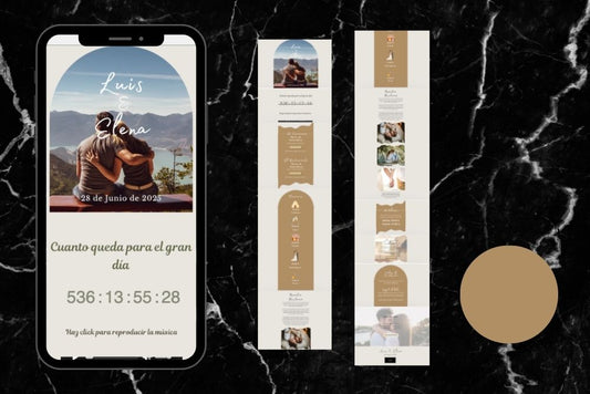 Invitación de boda online actualizable en tiempo real, diseño arena – Colección Berilio