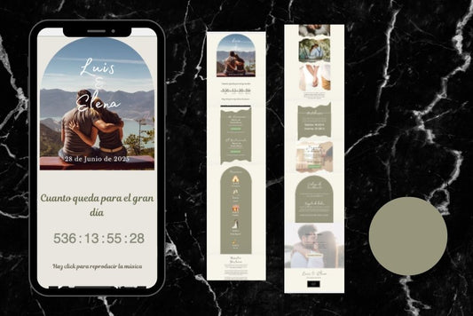 Invitación de boda online actualizable en tiempo real, diseño oliva– Colección Berilio